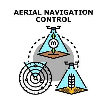 Aerial navigation control technology for smart drones Stock Illustration