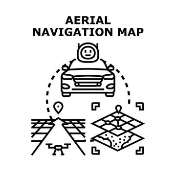 Aerial navigation map showing drone and car tracking Stockillustratie
