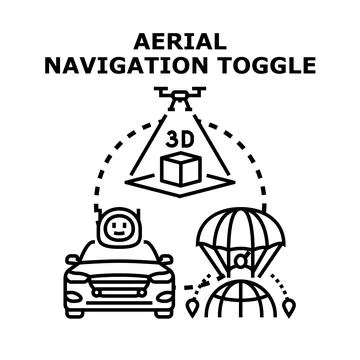Aerial navigation toggle concept for future transportation systems Stockillustratie