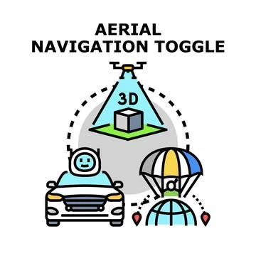 Aerial navigation toggle concept for future transportation systems Stock Illustration