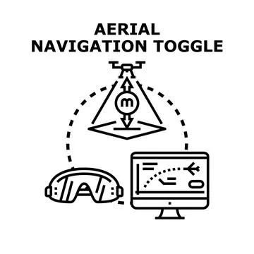 Aerial navigation toggle controlling drone flight using goggles Ilustração Stock