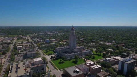 Aerial Nebraska Lincoln City September 2016 4K Stock Footage