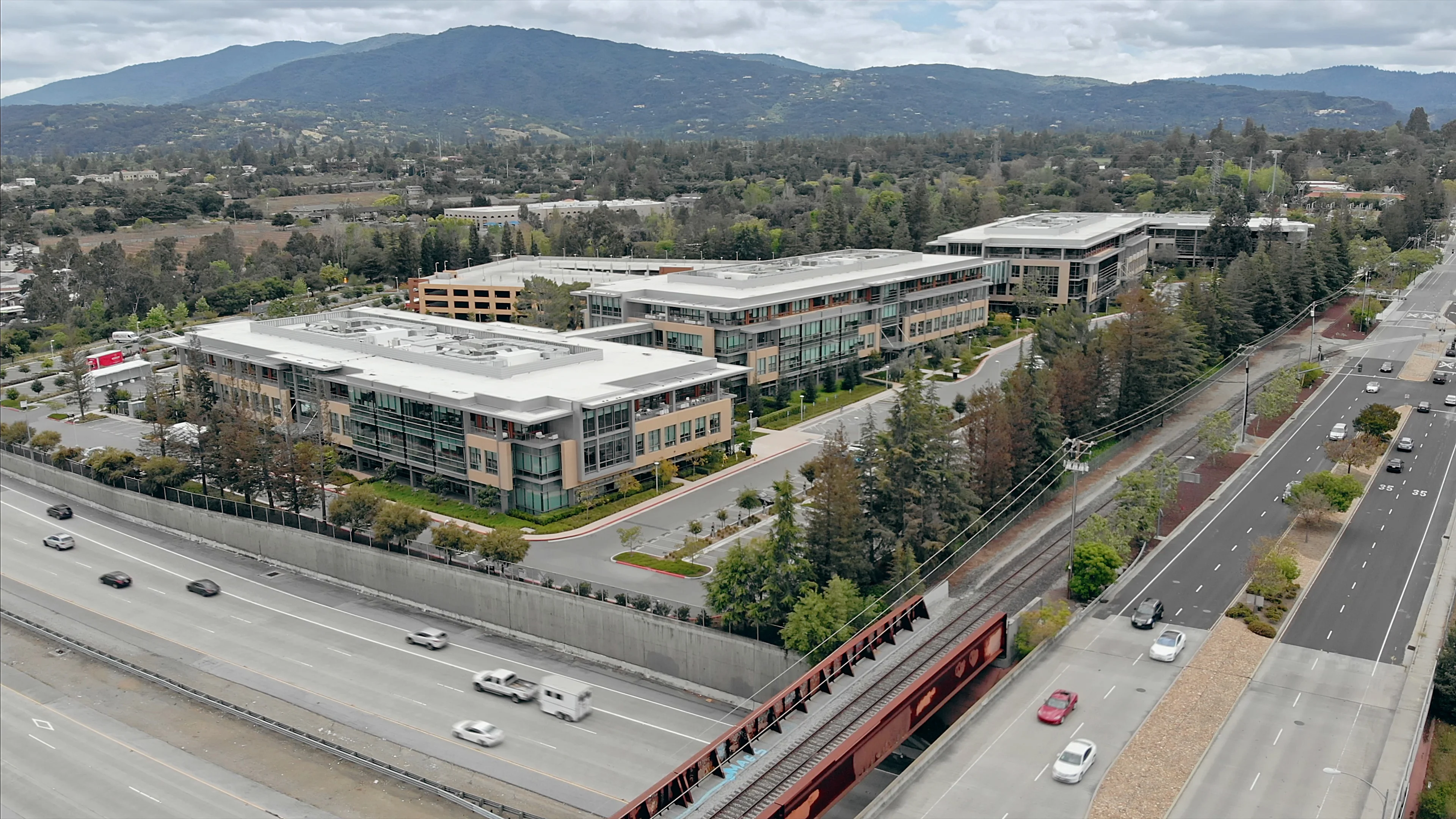 Aerial: Netflix Headquarters In Los Gato, Stock Video