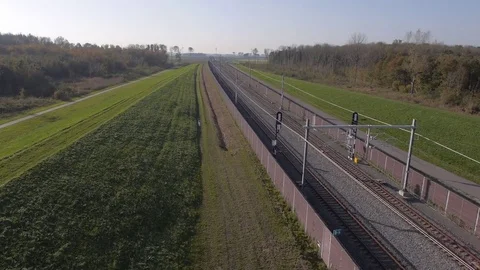 Aerial Netherlands Train Stockbeeldmateriaal 78098838