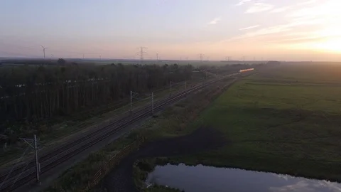 Aerial Netherlands Train Stockbeeldmateriaal 78099422