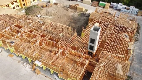 Aerial New construction with elevator shaft Stock-Footage 191992095