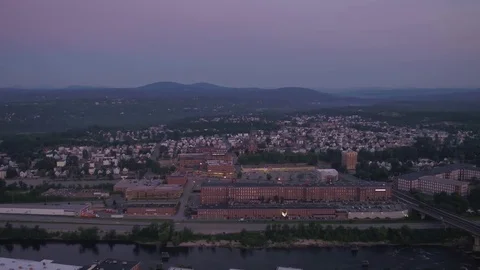 Aerial New Hampshire Manchester July 2017 Sunrise 4K Inspire 2 Stock Footage