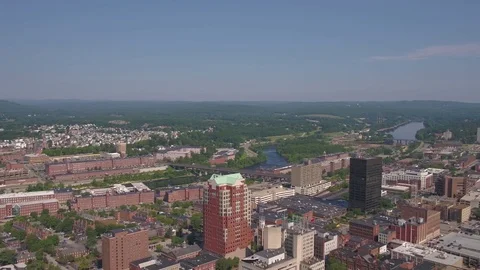 Aerial New Hampshire Manchester July 2017 Sunny Day 4K Inspire 2 Stock Footage