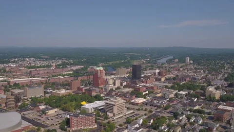 Aerial New Hampshire Manchester July 2017 Sunny Day 4K Inspire 2 Stock Footage