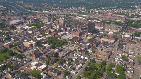 Aerial New Hampshire Manchester July 2017 Sunny Day 4K Inspire 2 Stock Footage