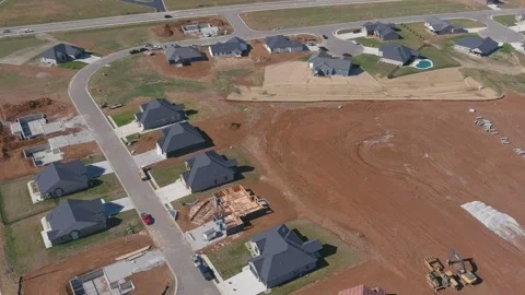 Aerial of new housing development Stock Footage 260827166