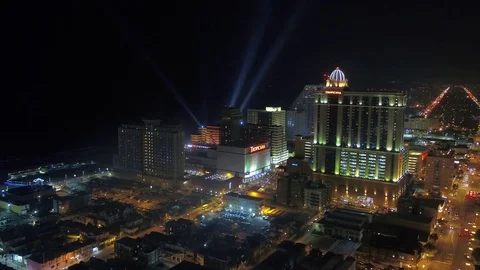 Aerial New Jersey Atlantic City July 2017 Night 4K Inspire 2 Stock Footage