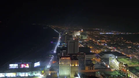 Aerial New Jersey Atlantic City July 2017 Night 4K Inspire 2 Stock Footage