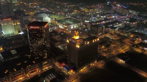 Aerial New Jersey Atlantic City July 2017 Night 4K Inspire 2 Stock Footage