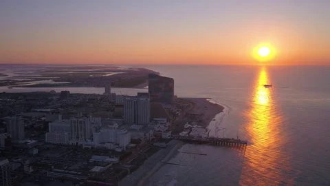 Aerial New Jersey Atlantic City July 2017 Sunrise 4K Inspire 2 Stock Footage
