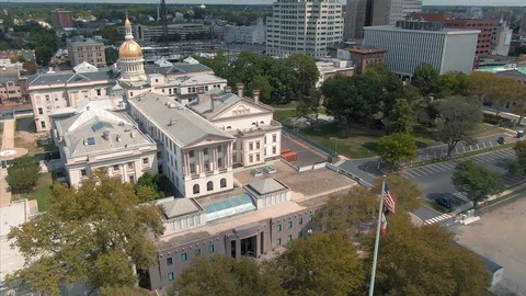 Aerial: New Jersey State House. Trenton, New Jersey, USA Stock Footage