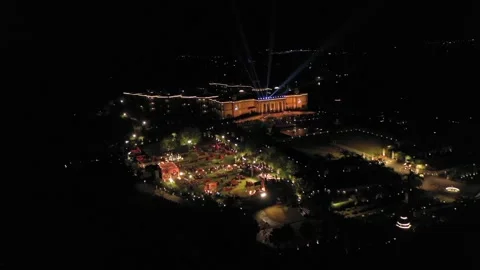 Aerial night drone view of a Big Fat Indian Wedding Stock Footage 329287111