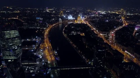 Aerial night drone view Vídeo Stock 81921906