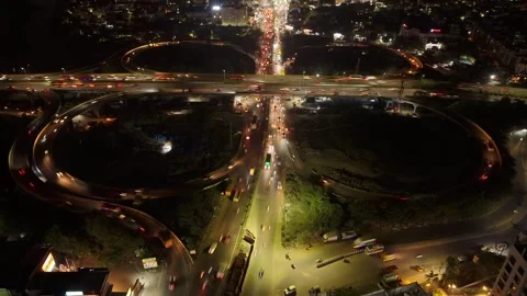 Aerial Night Hyperlapse View of Maduravoyal Flyover Chennai 库存影片 330631824