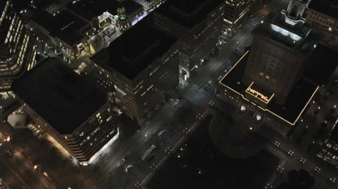 Aerial night illuminated view City buildings San Francisco USA Vídeo Stock