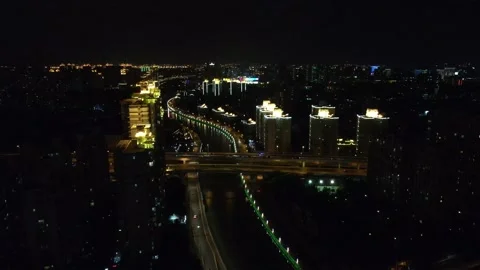 Aerial Night Motion Stock Footage 143132707