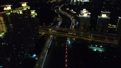 Aerial Night Motion Stock Footage 143132809