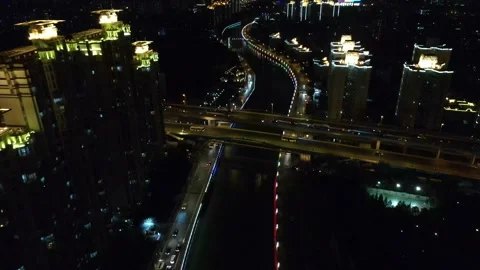 Aerial Night Motion Stock Footage 143132890