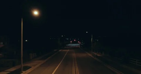 Aerial of Night Moving Down the Road Stock Footage 102238037