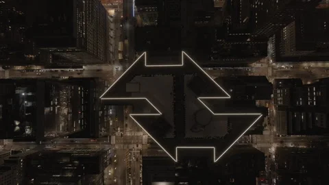 Aerial Night Top Down View of 101 Park Avenue Skyscraper  Building 6K LOG Stock Footage 258881589
