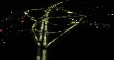 Aerial Night Traffic Hyperlapse |Expressway Night Drone View| Delhi, India Stock Footage 152521966
