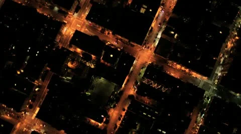Aerial night vertical view of rolling roads city traffic, USA Stock Footage 10716879