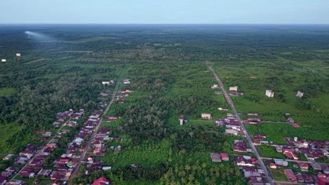 Aerial night view of Bagansiapiapi small town Видео 332243168