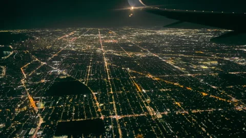 Aerial Night View of Chicago, A mesmerizing aerial view of Chicago at night Video stock 278972255