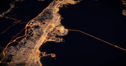 Aerial night view of city of San Francisco, USA. Traffic and street light glow. Stock Footage 121742853