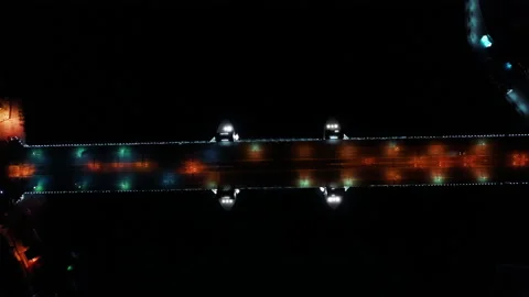 Aerial night view of Empty Galata Bridge without people. 4K Footage in Turkey Stock-Footage 136779293