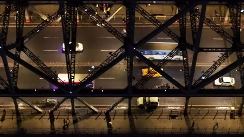 Aerial Night View of Howrah Bridge Kolkata India Vídeo Stock 330241012