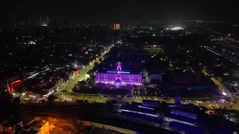 Aerial Night View of Ripon Building and Greater Chennai Corporation Vídeos de archivo 330457451