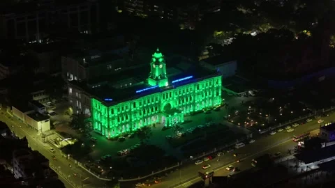 Aerial Night View of Ripon Building and Greater Chennai Corporation Vídeos de archivo 330457495