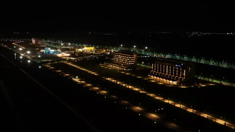 Aerial night view of the Silk Road Samarkand, Uzbekistan - May 26, 2023 Stock Footage 258301260