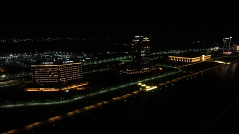 Aerial night view of the Silk Road Samarkand, Uzbekistan - May 26, 2023 Stock Footage 259896548