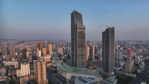 Aerial night view of Skyscraper in Kunming City, Yunnan china Video stock 307375462