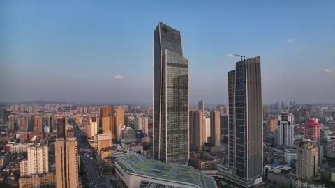 Aerial night view of Skyscraper in Kunming City, Yunnan china Stock-Footage 307375464
