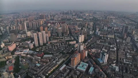 Aerial night view of Skyscraper in Kunming City, Yunnan china Stock Footage 307375506