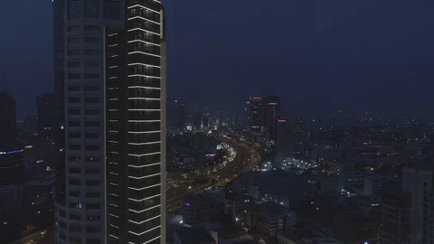 Aerial night view of Tel Aviv and Ayalon highway. DJI_0005-01 스톡 동영상 104502004
