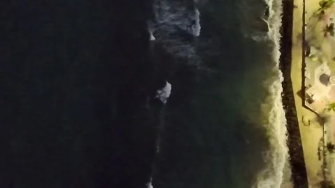 Aerial night view of waves on Boa Viagem Beach, Recife, Pernambuco. Stock Footage 314466549