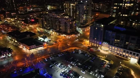 Aerial nightview of of downtown Stock Footage 229574455