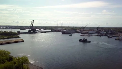 Aerial of Norfolk Port in Norfolk Virgin... | Stock Video | Pond5