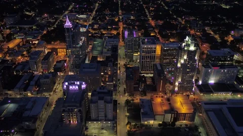 Aerial North Carolina Raleigh July 2017 Night 4K Inspire 2 Stock Footage