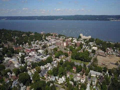 Aerial of Nyack, NY Stock Footage 77329107