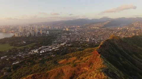 Aerial Oahu Diamond Head Honolulu. Hawaii Stock Footage 59132041